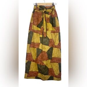 Vintage 70s Patchwork Patterned maxi wrap Skirt - Multicolor